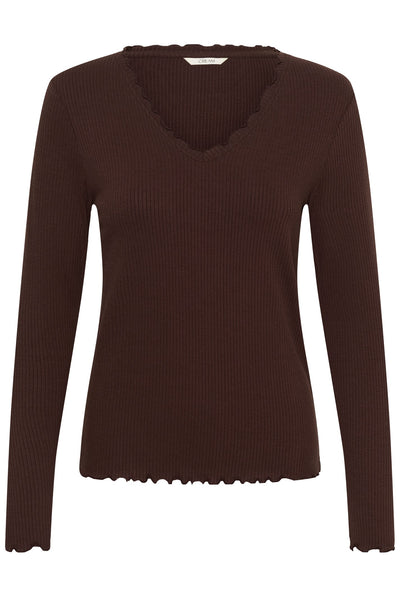 CRRibba LS V-neck Tshirt Java - 191016 - 10615480 Thumbnail