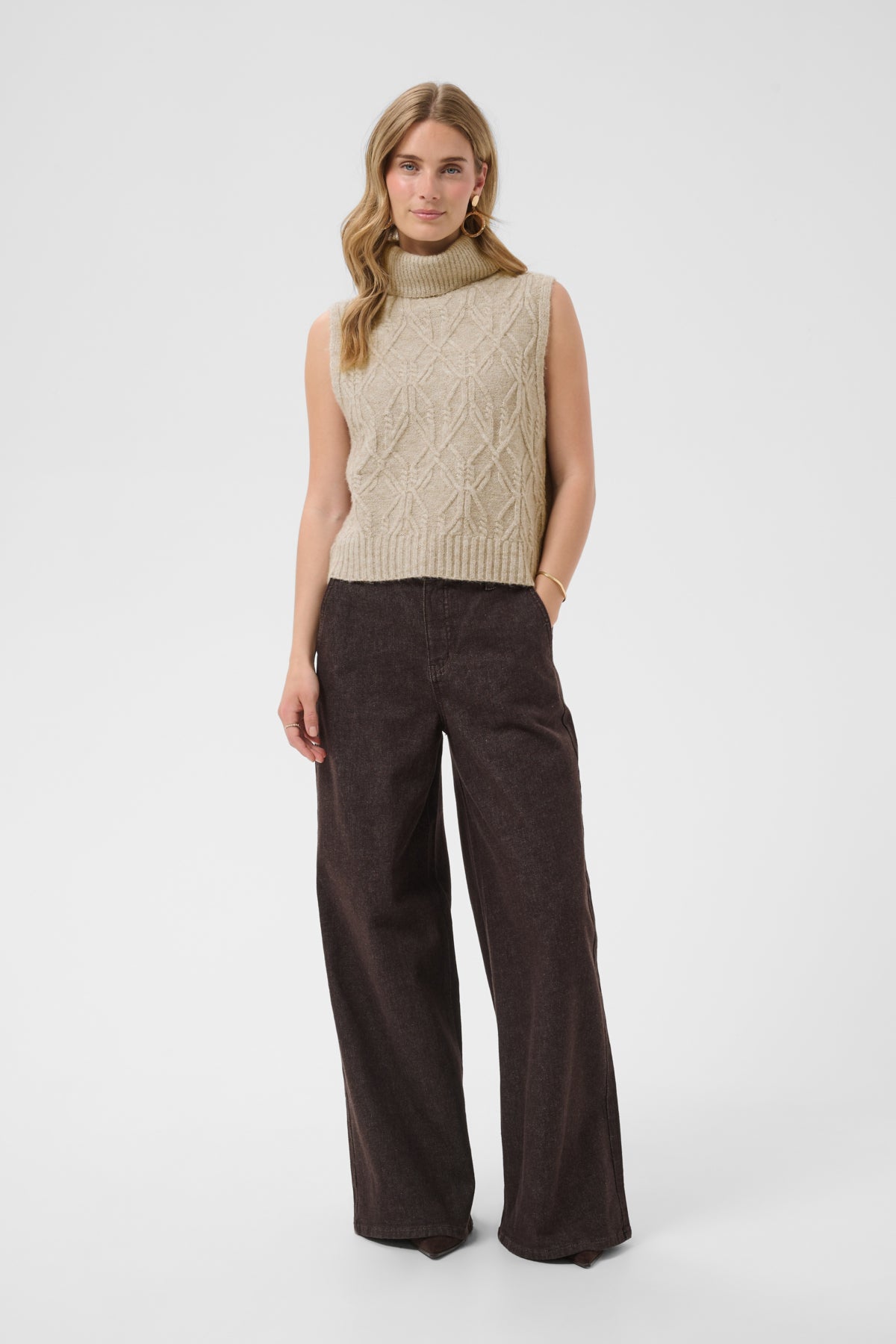 CRElsie Knit Slipover Light Brown Lentil Melange - 1 - 10615533