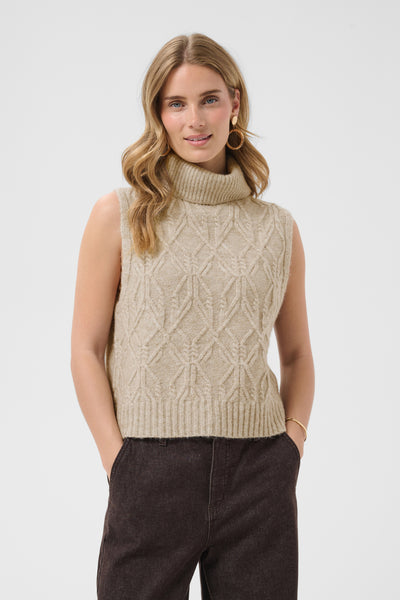 CRElsie Knit Slipover Light Brown Lentil Melange - 1 - 10615533 Thumbnail
