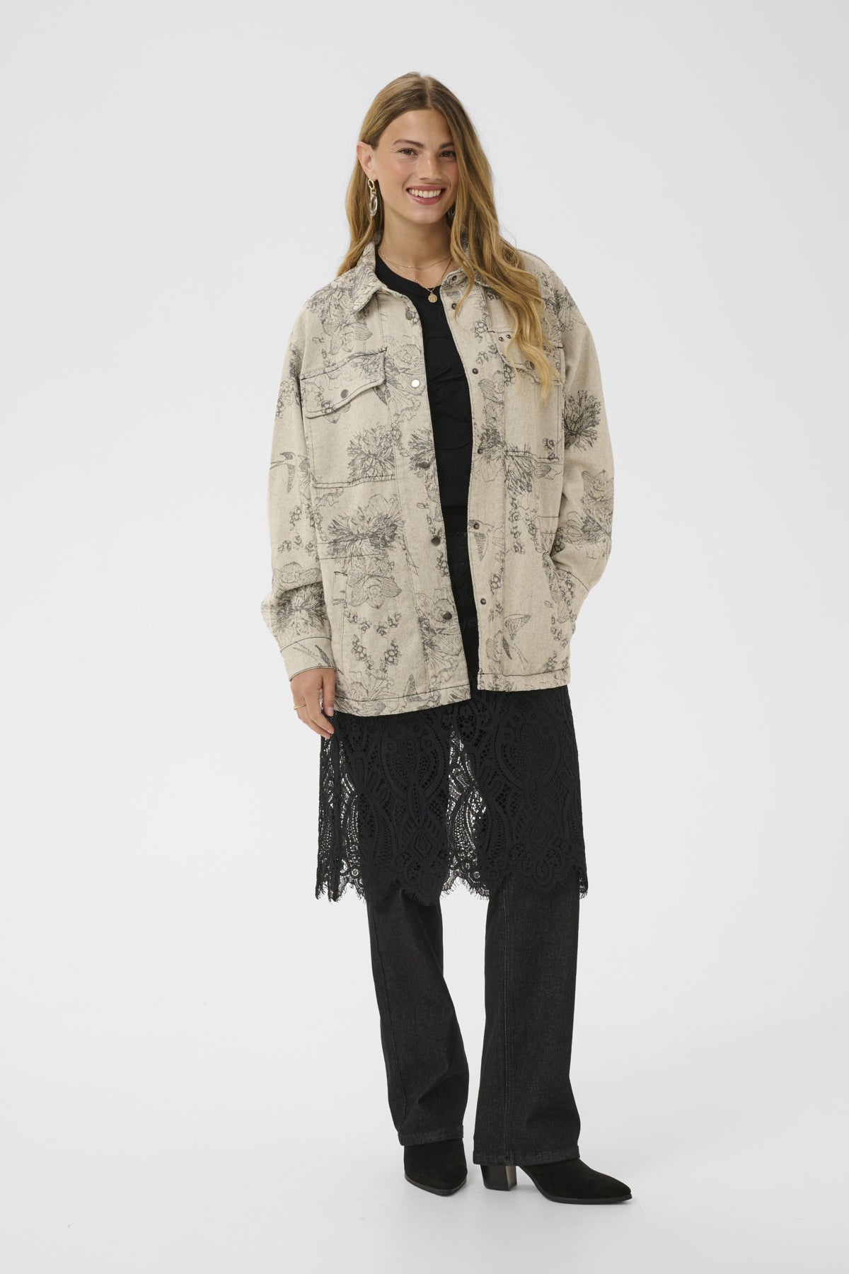 CRVatta Jacket Ecru Flower Jacquard - 109544 - 10615535