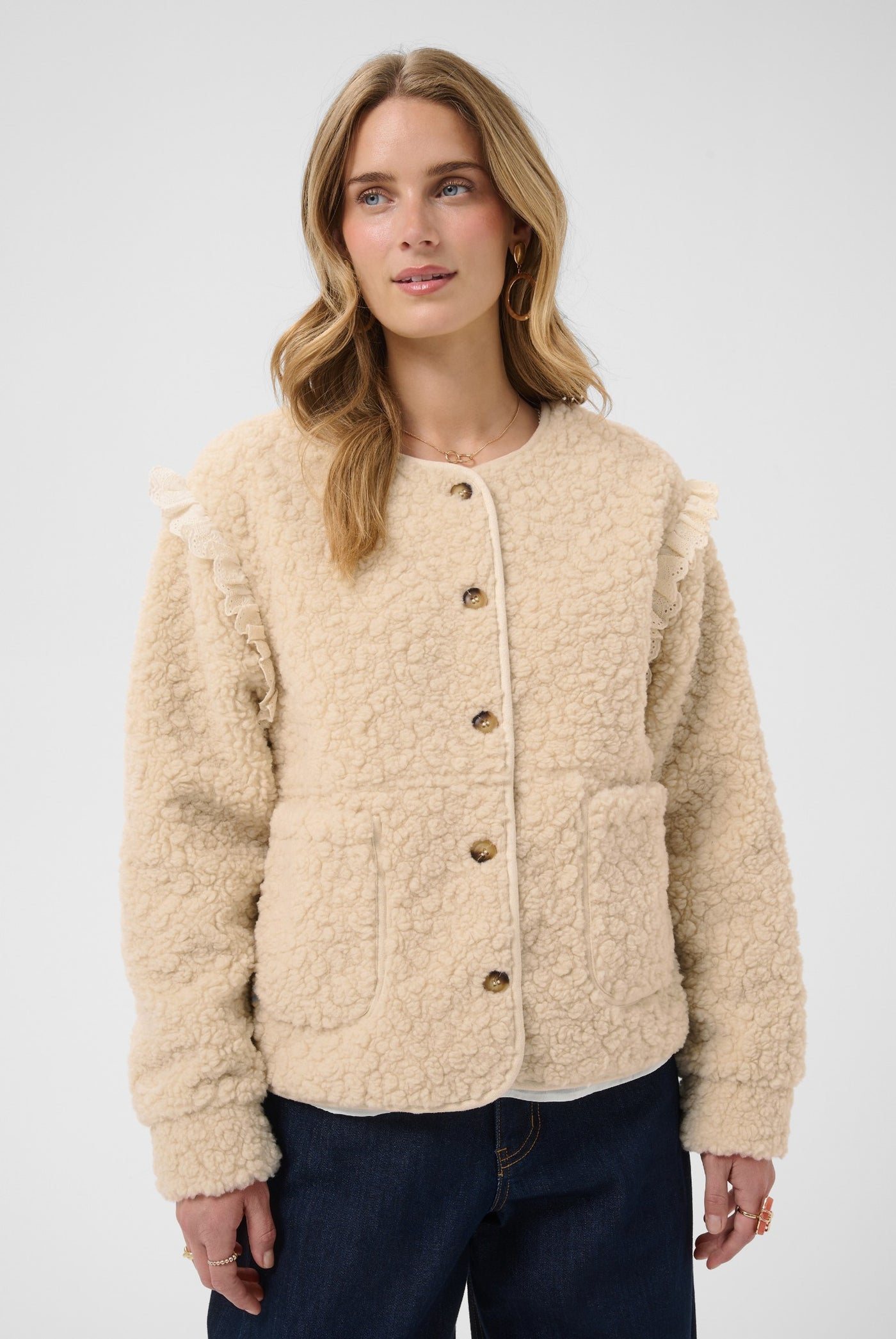 CRRana Lace Teddy Jacket Oatmeal - 130401 - 10615559