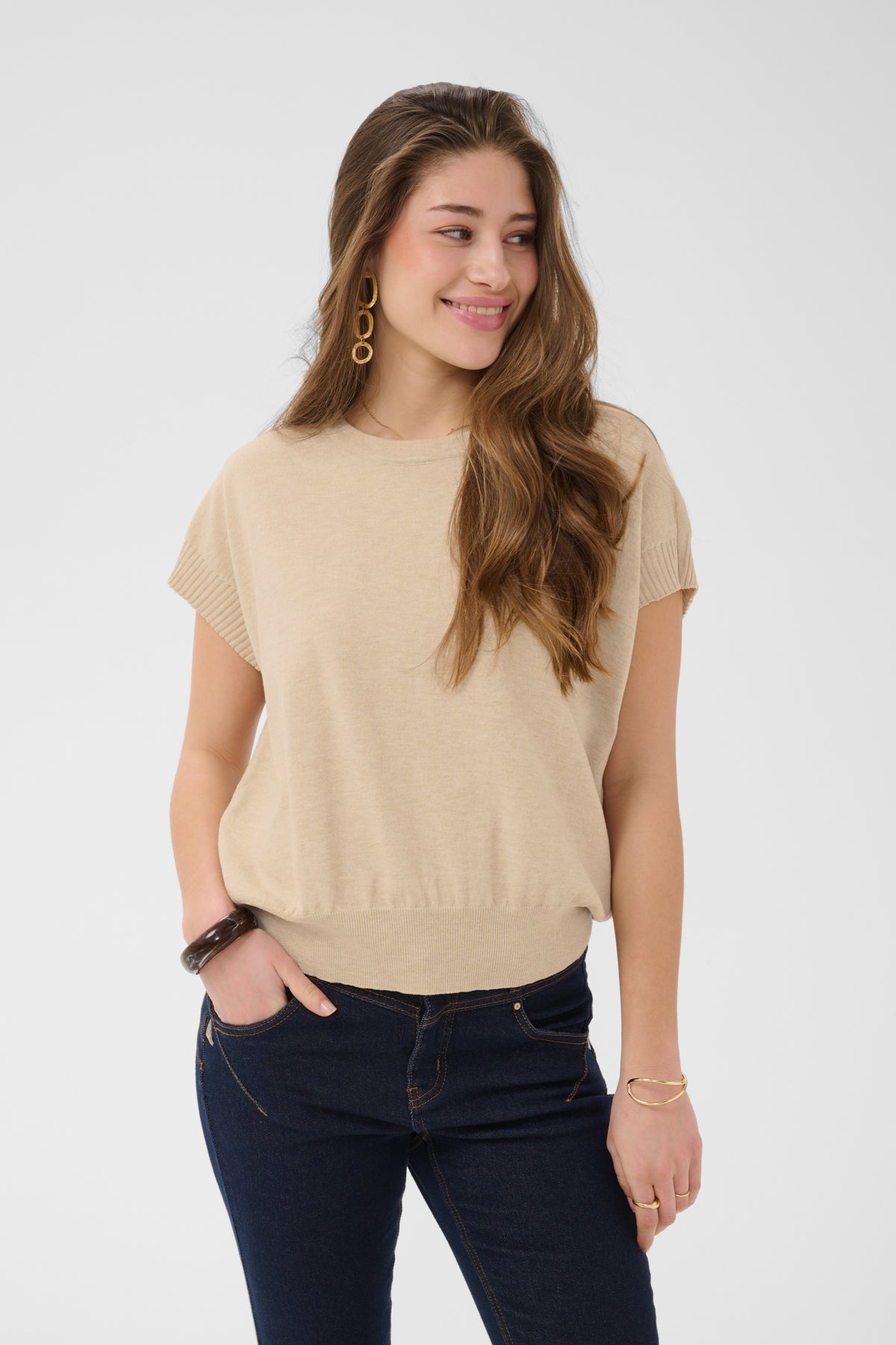 CRDela Knit Slipover Oat melange - 100232 - 10615601