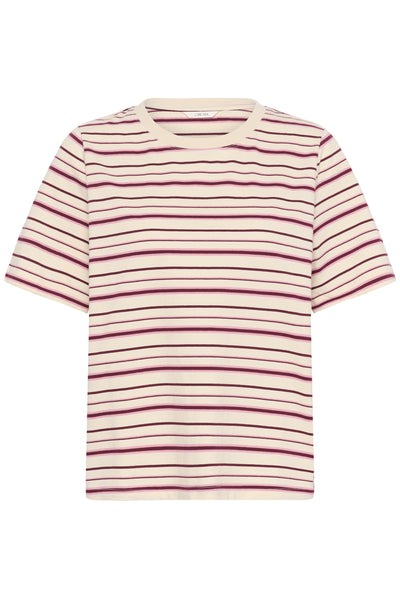 CRLiva T-Shirt White stripe w. Pink/Bordeaux - 10615683 Thumbnail