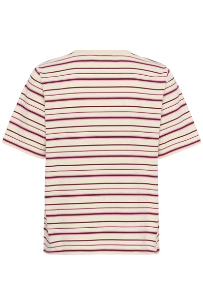 CRLiva T-Shirt White stripe w. Pink/Bordeaux - 10615683 Thumbnail