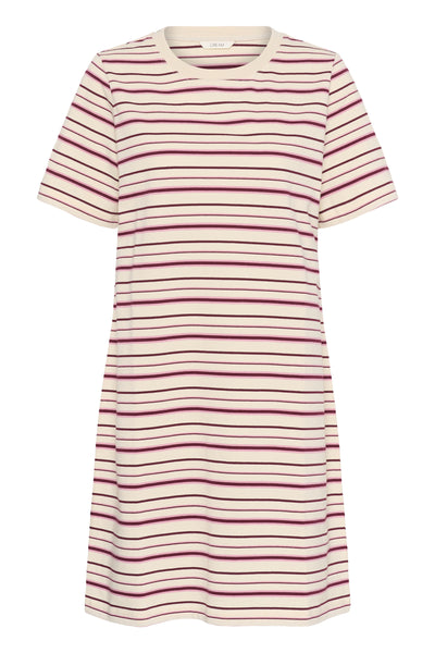 CRLiva T-Shirt Dress White stripe w. Pink/Bordeaux - 10615686 Thumbnail