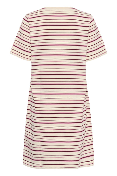 CRLiva T-Shirt Dress White stripe w. Pink/Bordeaux - 10615686 Thumbnail
