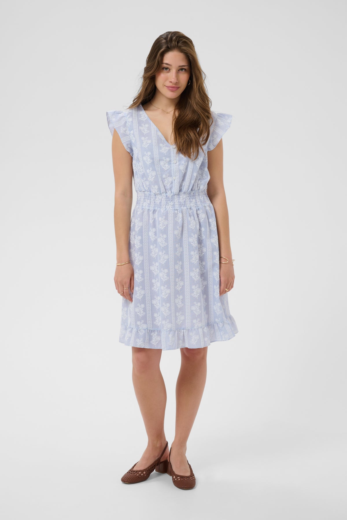 CRAmmeli Dress Blue White Stripe w. Flowers - - 10615762