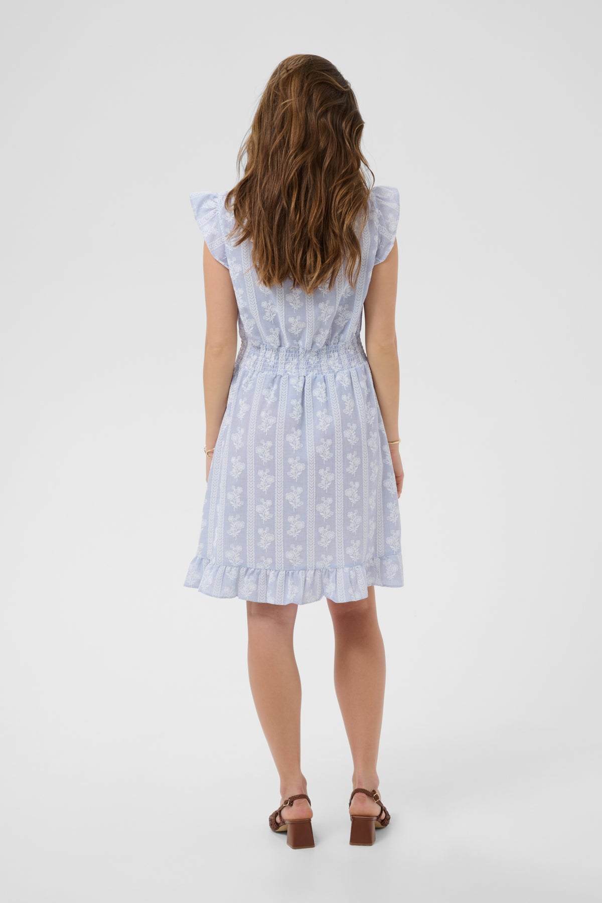 CRAmmeli Dress Blue White Stripe w. Flowers - - 10615762
