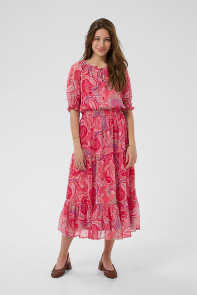 CRYuna Lucy Short Sleeve Dress pink paisley - 105417 - 10615783 Thumbnail