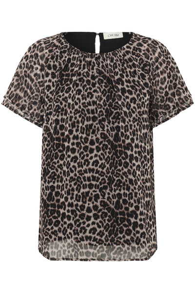 CRYuna Short Sleeve Blouse Natrual Animal Spots - 107306 - 10615803 Thumbnail
