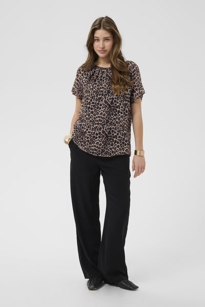CRYuna Short Sleeve Blouse Natrual Animal Spots - 107306 - 10615803 Thumbnail