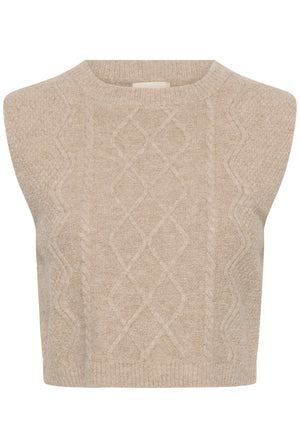 CRStarfi Cable Knit Slipover Oat melange - 100232 - 10615823