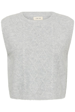 CRStarfi Cable Knit Slipover Light Grey Melange - 100827 - 10615823