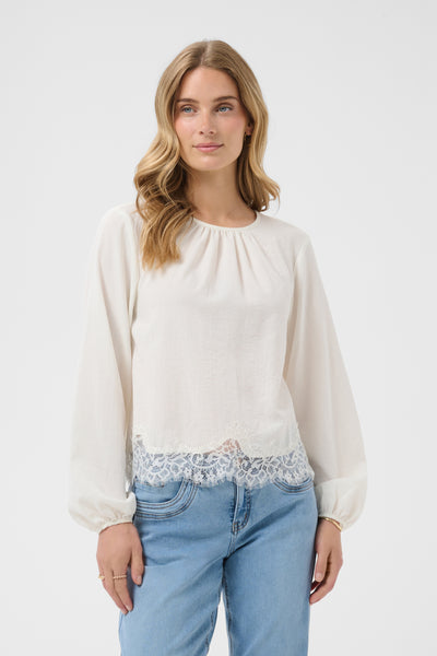 CRTamira Lace Detail Blouse Eggnog - 120601 - 10616011 Thumbnail