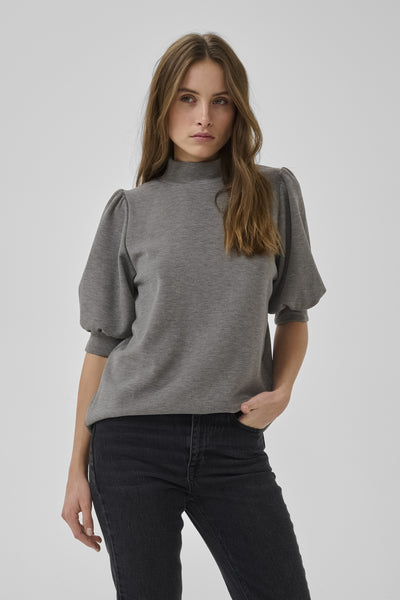 21 THE PUFF BLOUSE Dark grey melange Thumbnail