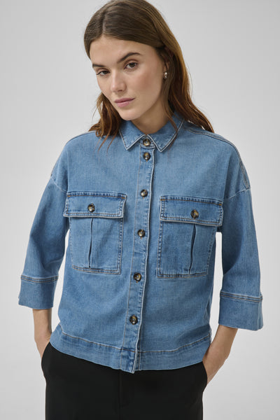 LaraMW Short shirt 115 Medium Blue Wash - 10703988 Thumbnail
