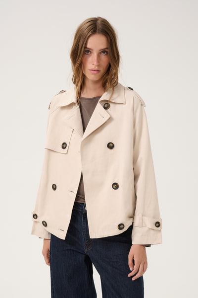 MiraMW Short trenchcoat Oatmeal Thumbnail