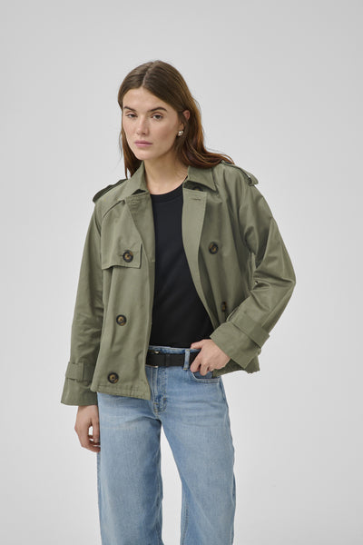 MiraMW Short trenchcoat Dusty Olive Thumbnail