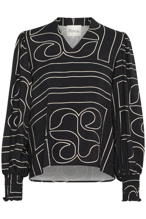 KellyMW Blouse Black AOP - 10704579