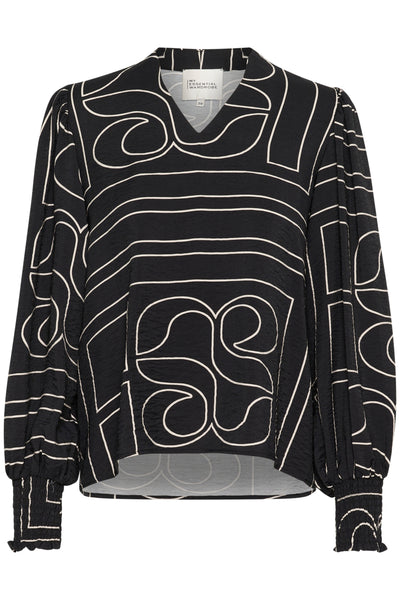 KellyMW Blouse Black AOP - 10704579 Thumbnail