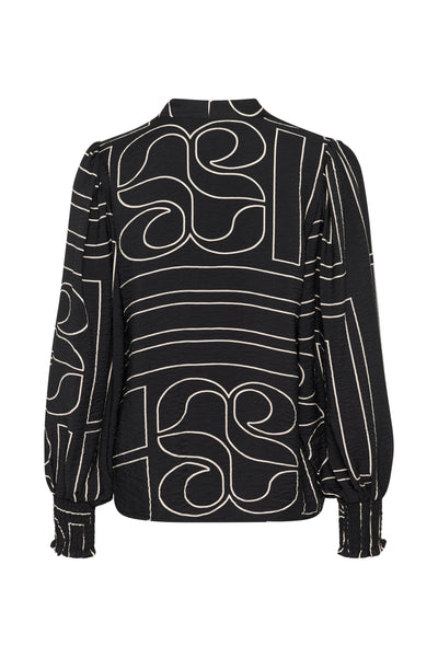 KellyMW Blouse Black AOP - 10704579 Thumbnail