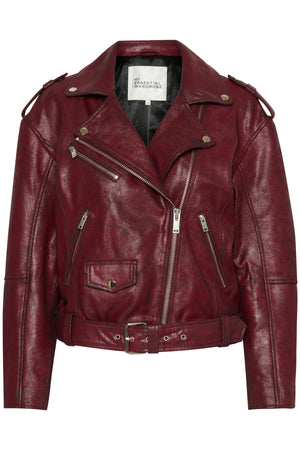 MWGilo Leather Jacket Burgundy Red Wash