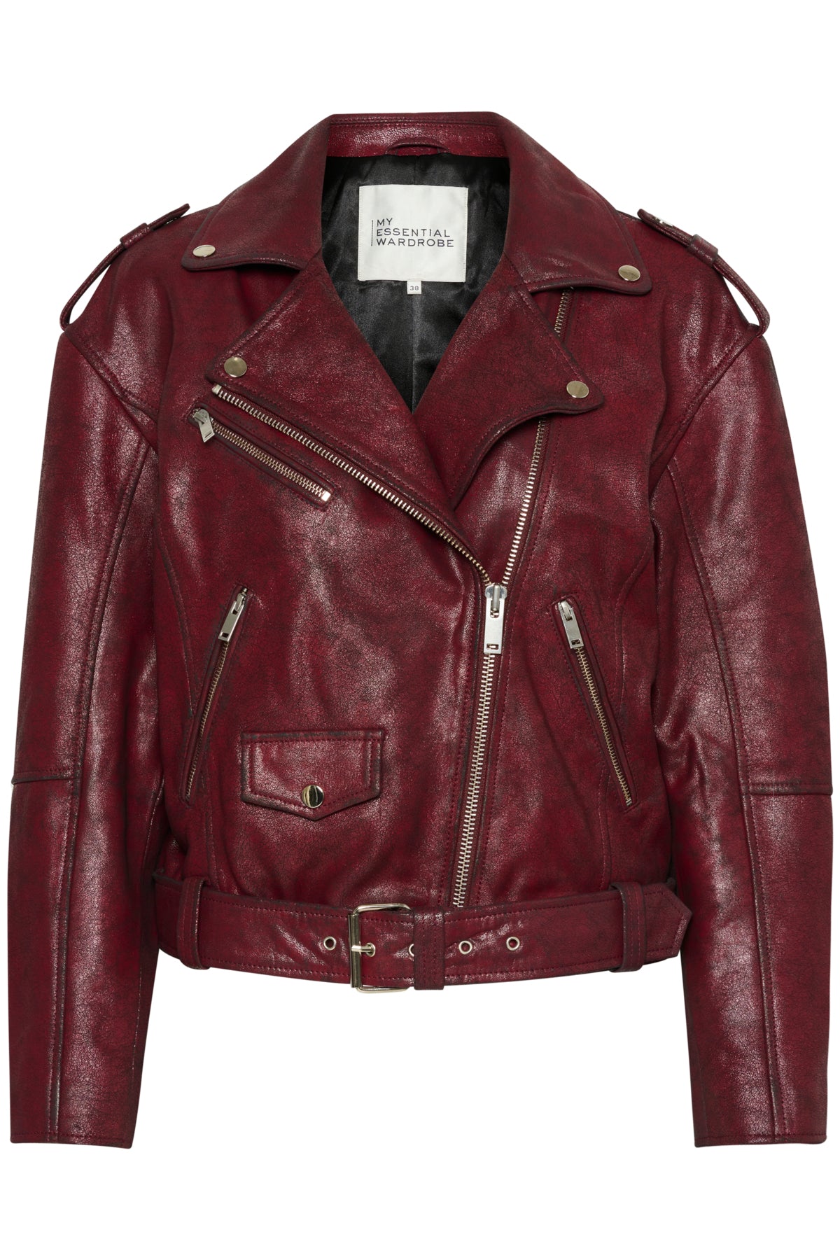 MWGilo Leather Jacket Burgundy Red Wash