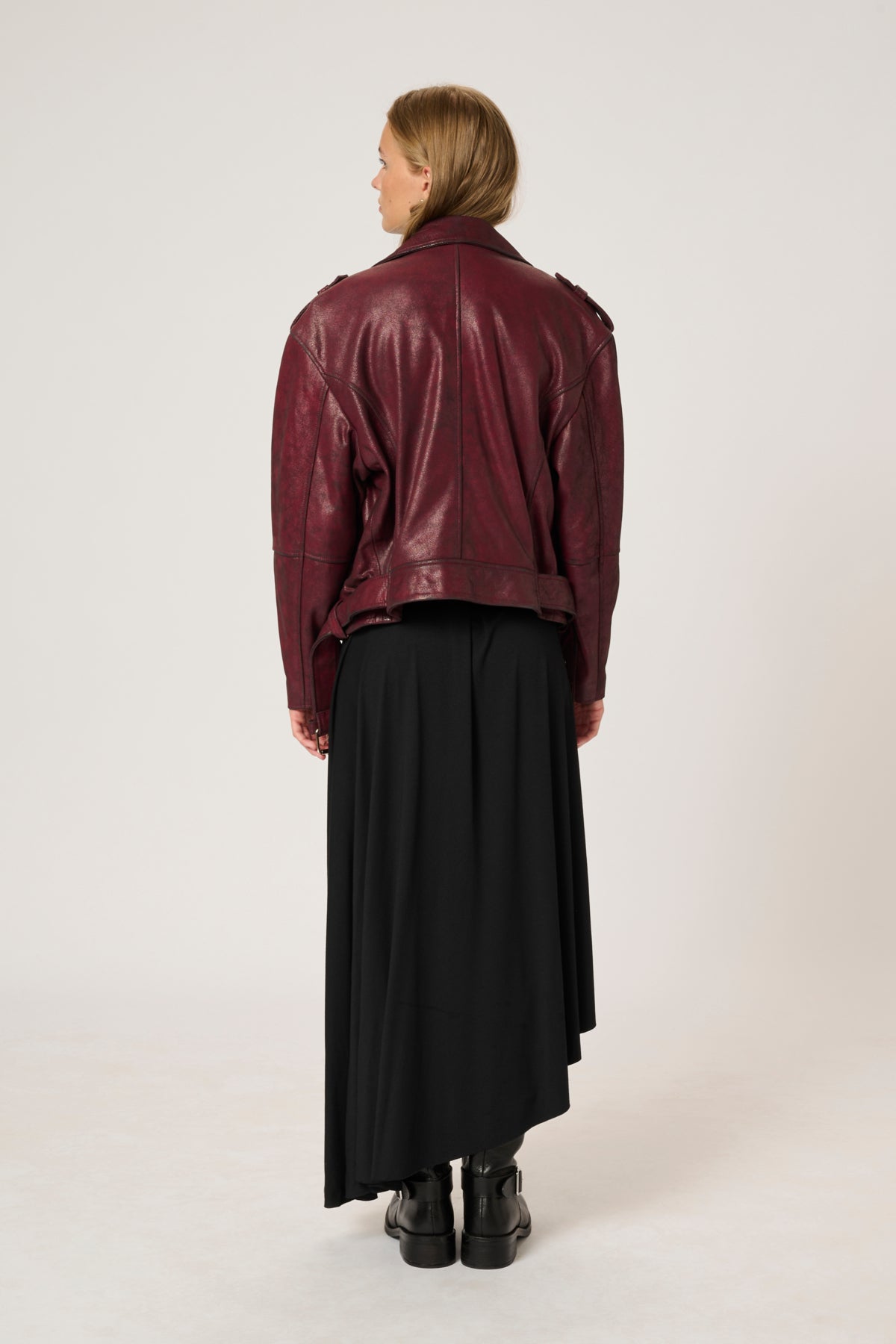 MWGilo Leather Jacket Burgundy Red Wash
