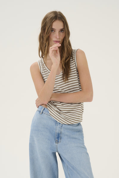 LisaMW Striped Top Major Brown Striped - 10704687 Thumbnail