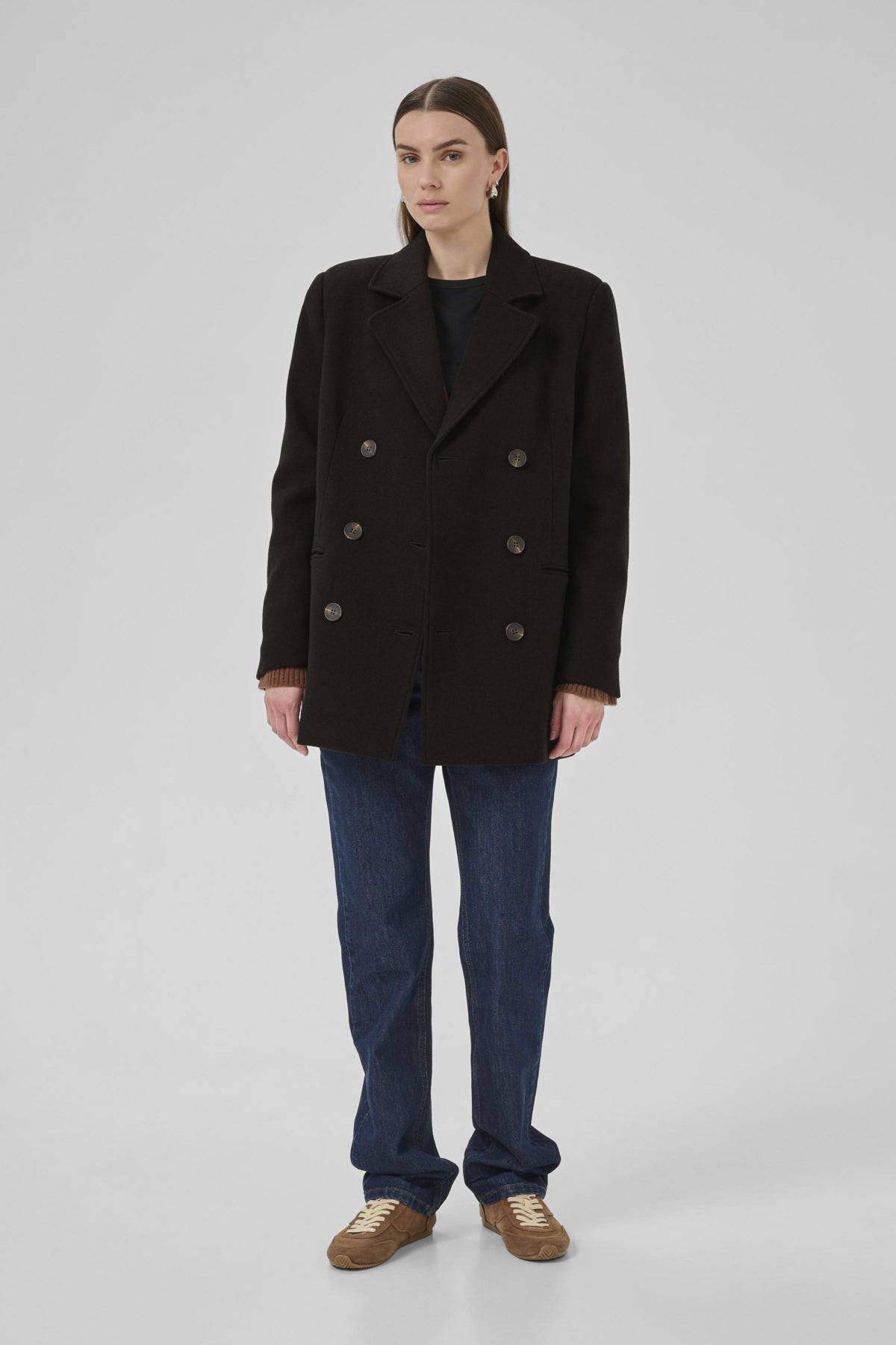 FrannieMW Short Coat Espresso Melange - 10704761