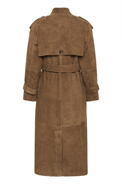 TaraMW Suede Trenchcoat Cognac - 108673 - 10704830 Thumbnail