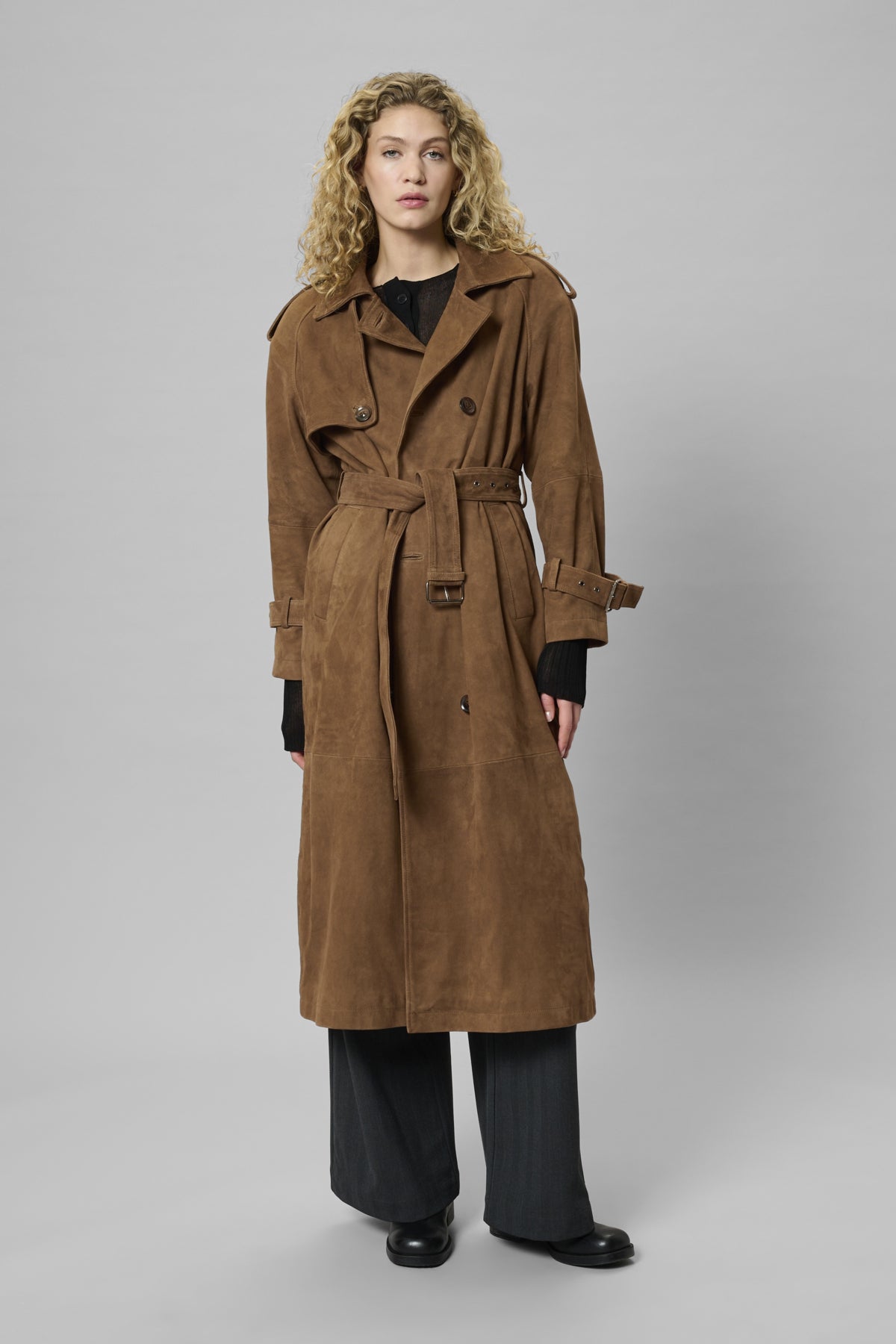 TaraMW Suede Trenchcoat Cognac - 108673 - 10704830