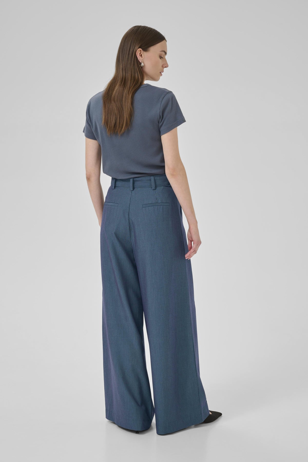 VittaMW High Wide Pant Dark Slate W. Stripe - 10704999