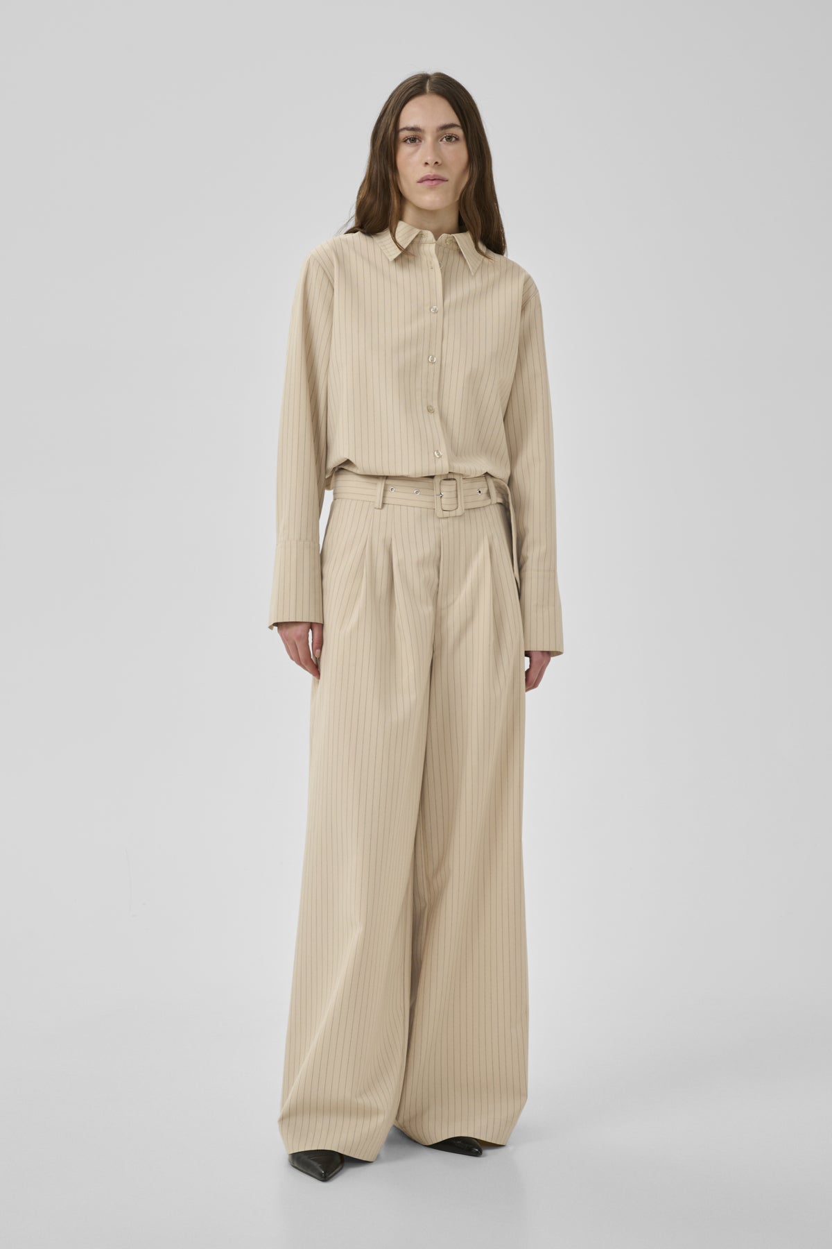 VittaMW High Wide Pant Brown Rice W. Stripe - 109171 - 10704999