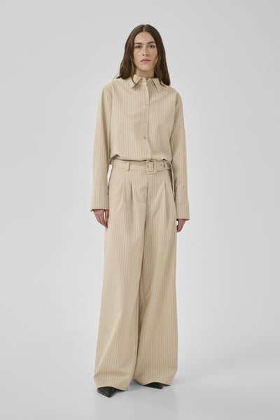 VittaMW High Wide Pant Brown Rice W. Stripe - 109171 - 10704999 Thumbnail