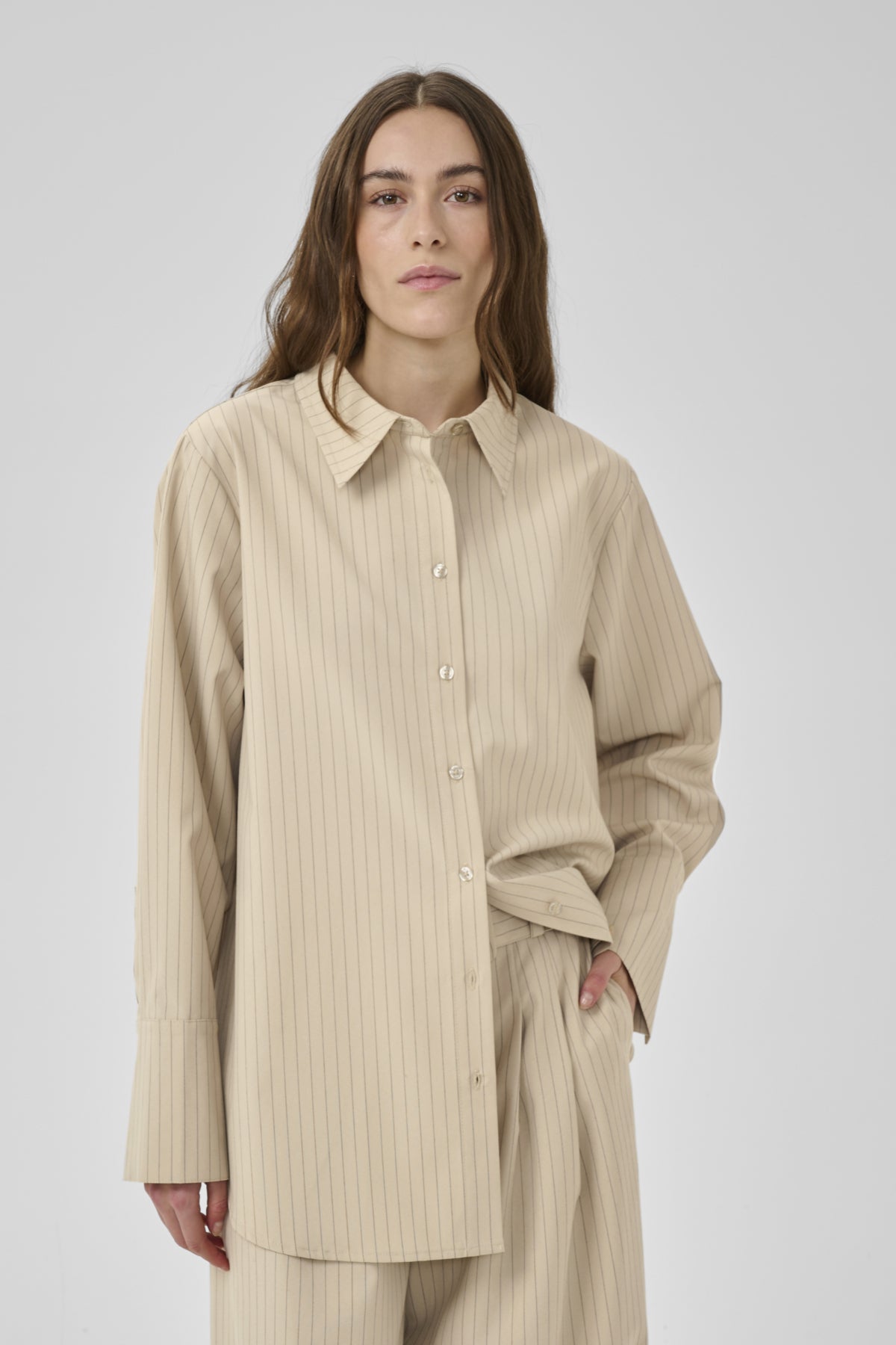 VittaMW Shirt Brown Rice W. Stripe - 109171 - 10705001