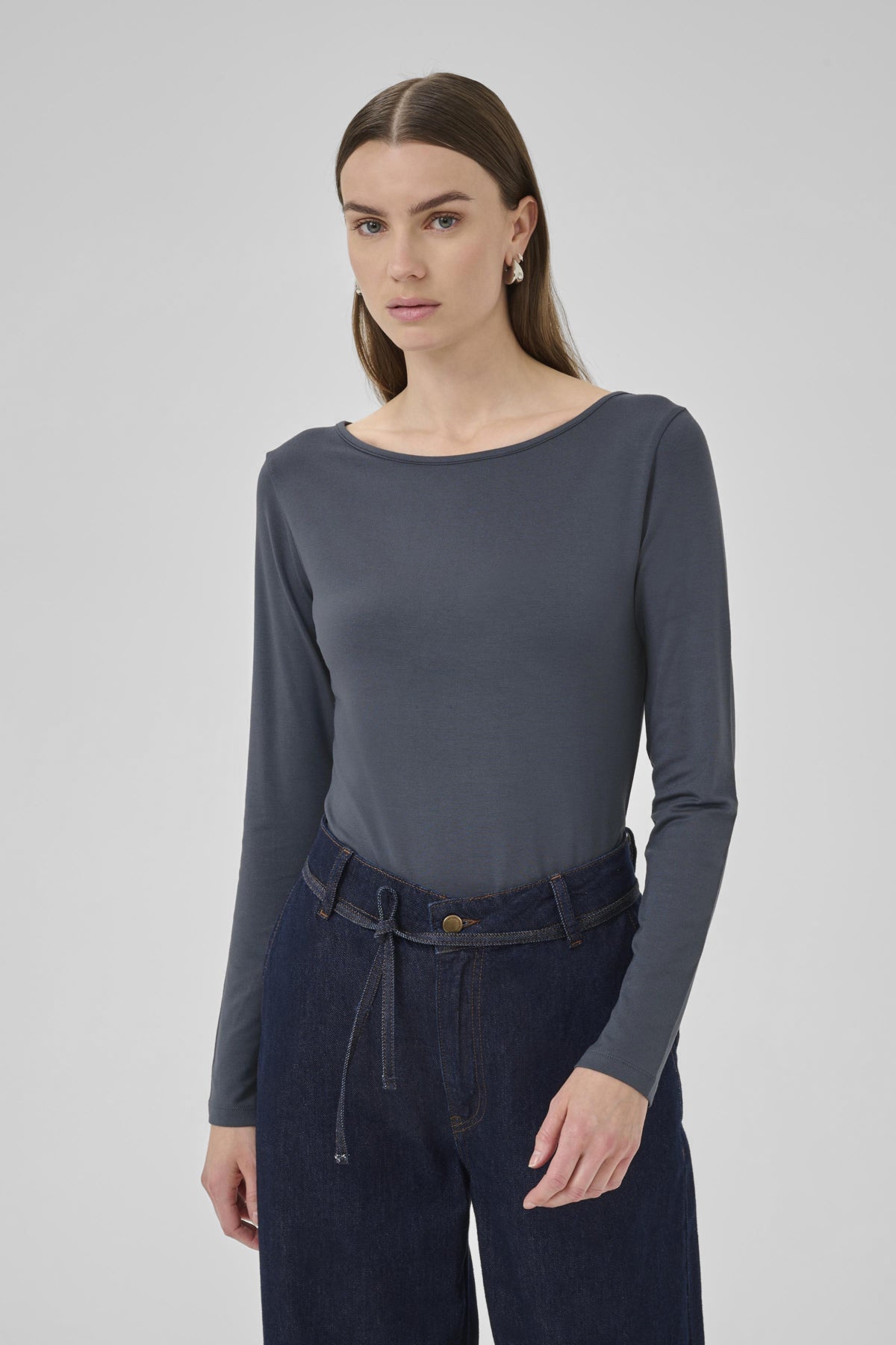 VistaMW Boat Neck Blouse Dark Slate - 10705004