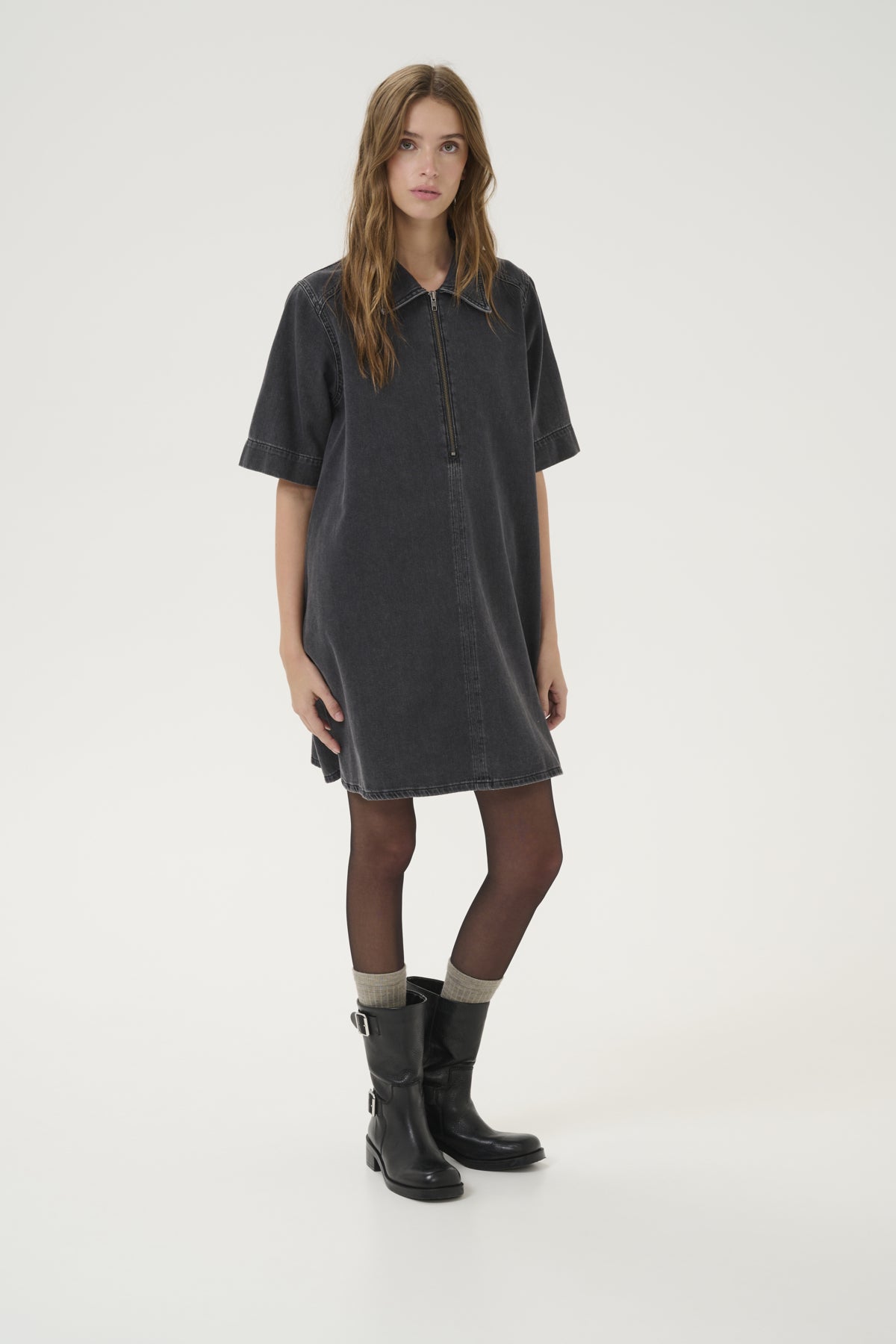 MaloMW 143 Short ZipDress Dark Grey Wash