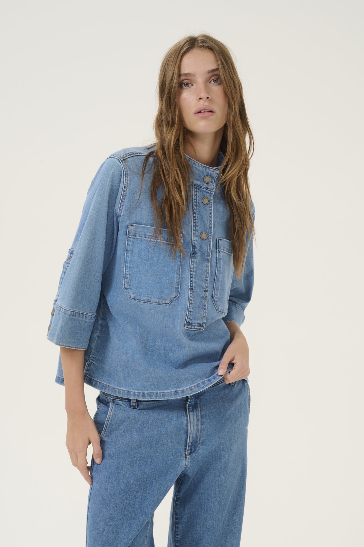 LaraMW 115 Boxy Blouse Medium Blue Wash - 10705079