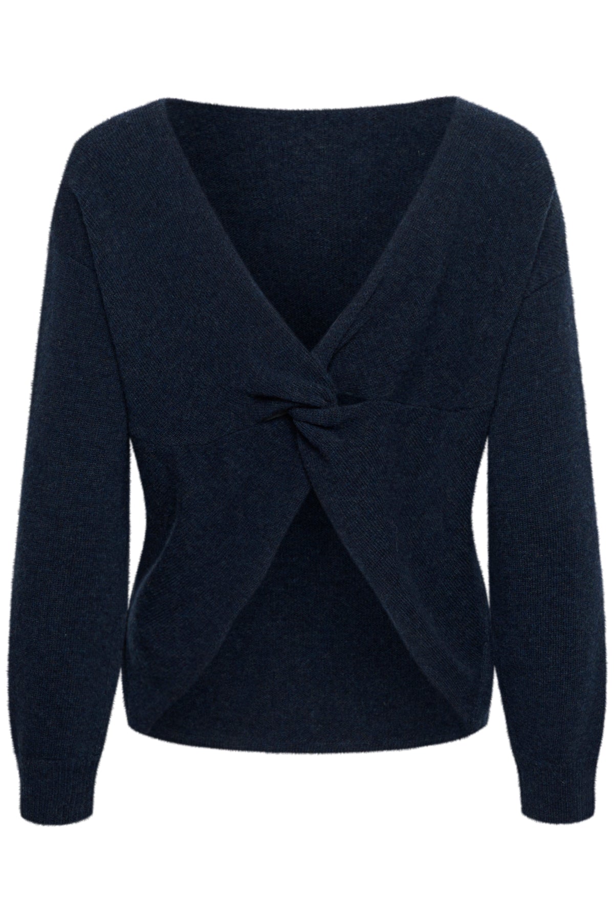 HuxiMW Knot Knit Pullover Dark Sapphire Blue Melange - 10705089