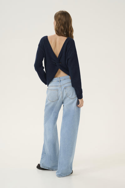 HuxiMW Knot Knit Pullover Dark Sapphire Blue Melange - 10705089 Thumbnail