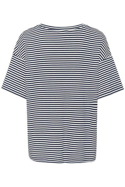 DanaMW Emb. Tee Navy W. Off White Stripe Thumbnail