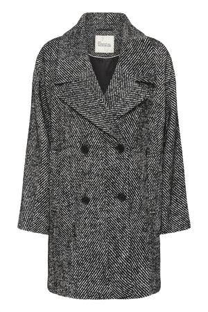 MaggieMW Knee Coat Black - Off White Combo - 10705190