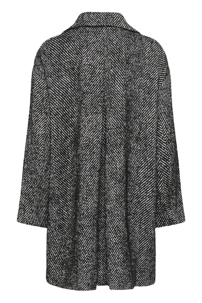 MaggieMW Knee Coat Black - Off White Combo - 10705190 Thumbnail