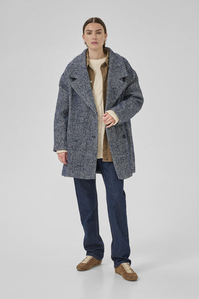 MaggieMW Knee Coat After Midnight - Off white - 10705190 Thumbnail