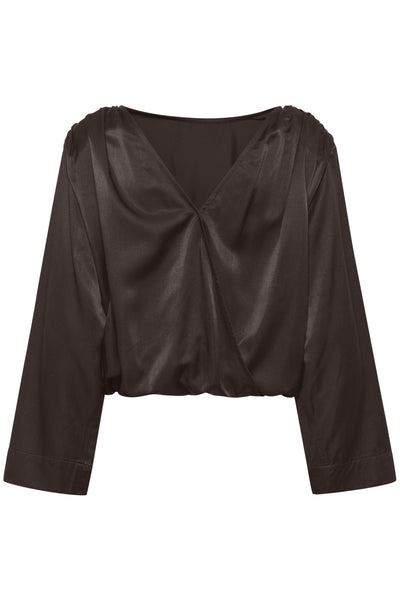EstelleMW Wrap Blouse Espresso Thumbnail