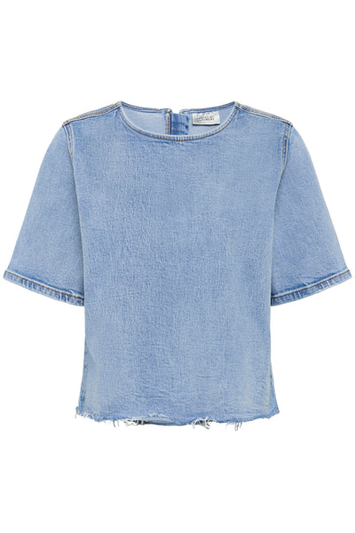 MWLatti 144 SS Blouse Light Blue Retro Wash - 10705243 Thumbnail