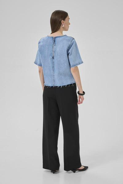 MWLatti 144 SS Blouse Light Blue Retro Wash - 10705243 Thumbnail