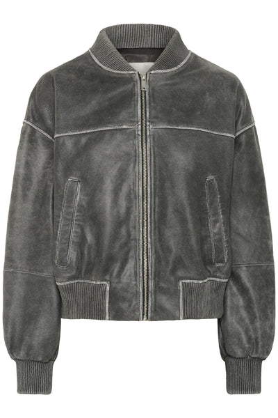MattyMW Leather BomberJacket Medium Grey Retro Wash - 10705252 Thumbnail