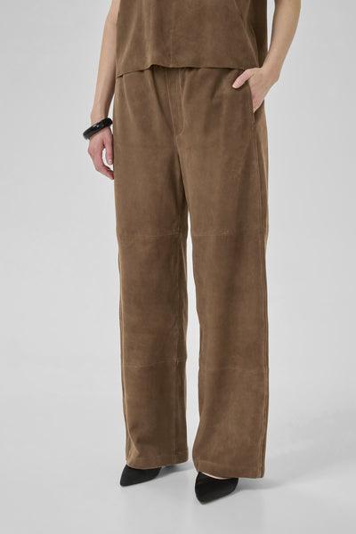 PetraMW Suede Pant Tobacco Brown - 10705272 Thumbnail